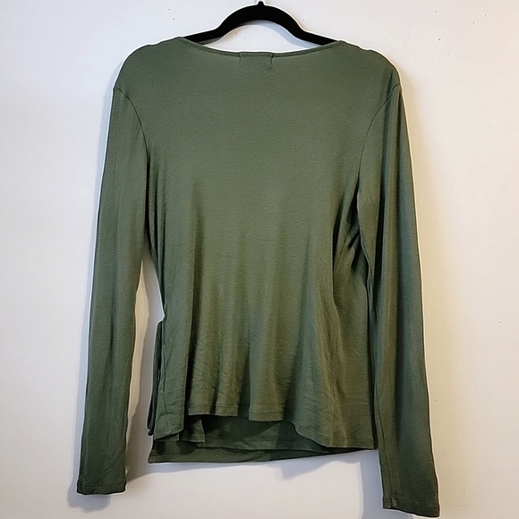 Olive Green Classic Banana Republic  Wrap long sleeve Top Tee shirt - Picture 2 of 4